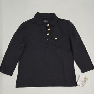 Talbots Vintage Black Polo Long Sleeve Shirt - Petites - NWT